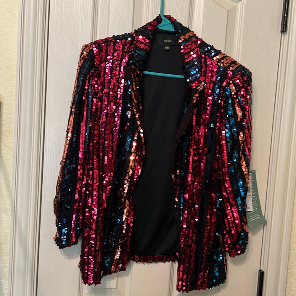 Fun, sequin topper!  Multicolored lightweight
